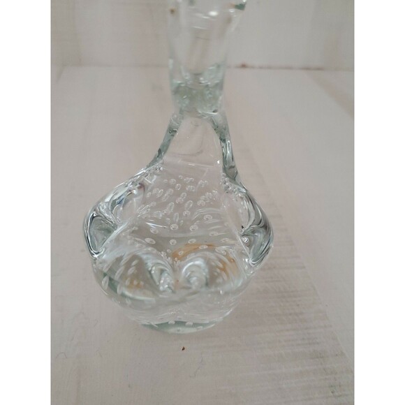 Vintage TANCO Controlled Bubble Clear Art Glass Swan Paperweight Made in Taiwan - Picture 4 of 6